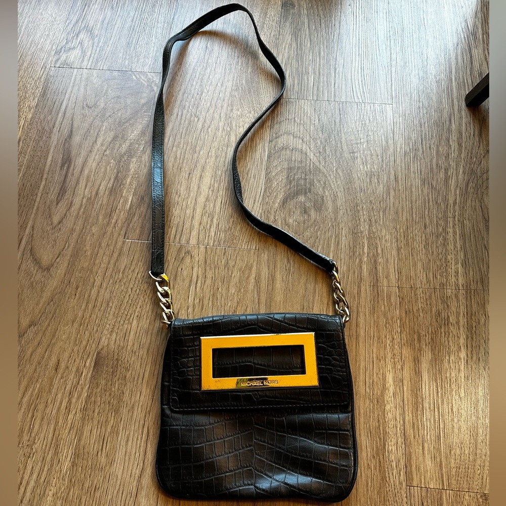 Vintage Michael Kors Black Alligator Crossbody Bag
